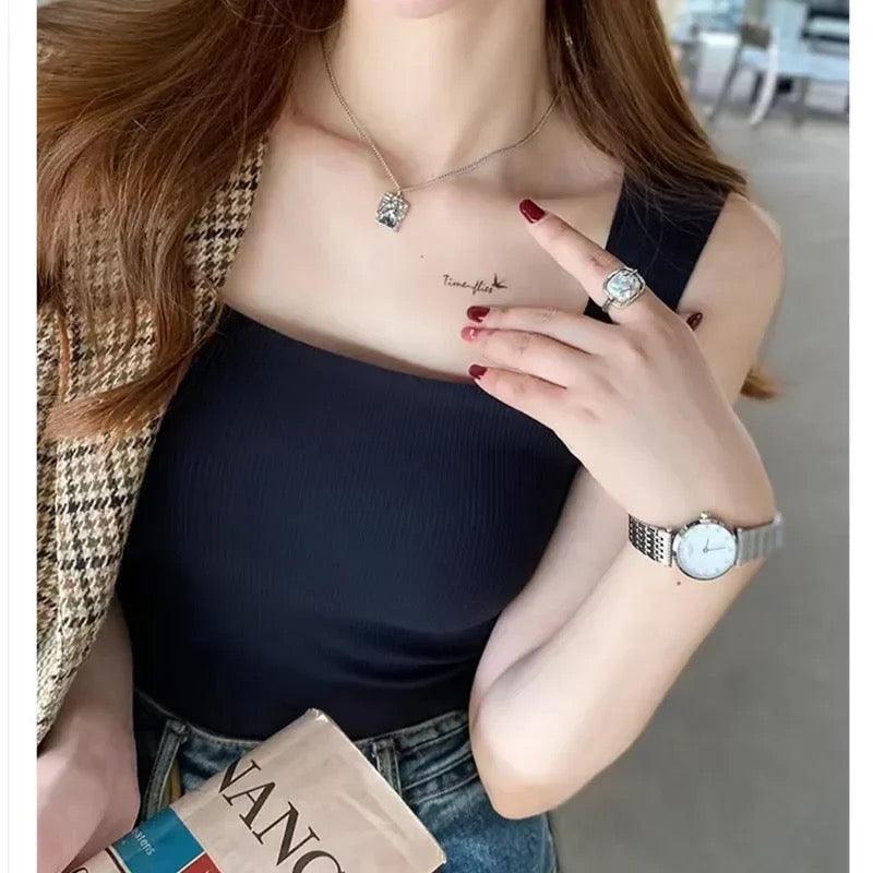 Nino Tank Tops with Inbuilt Bra in White
