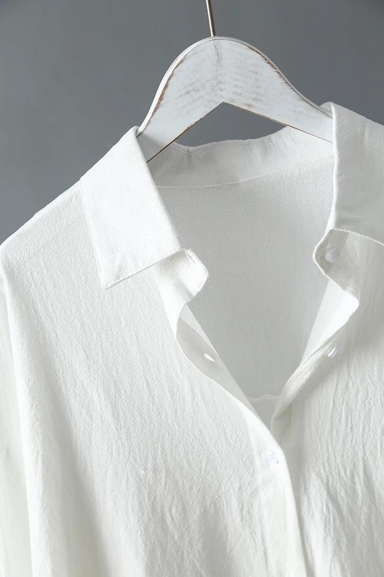 Lumia Luxe Cotton Long Shirt/ Dress In White