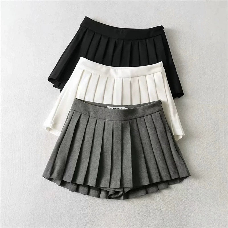 Tenniscore Trendy Short Skirts In Grey