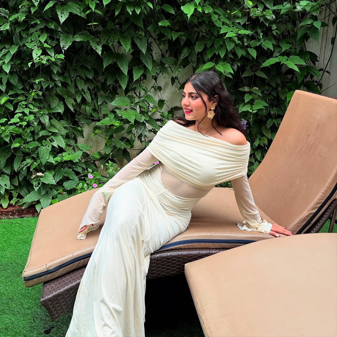 Saya Luxe Bodycon Maxi Dress in Off White