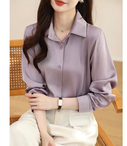 Rador Luxury Satin Shirts In Lilac