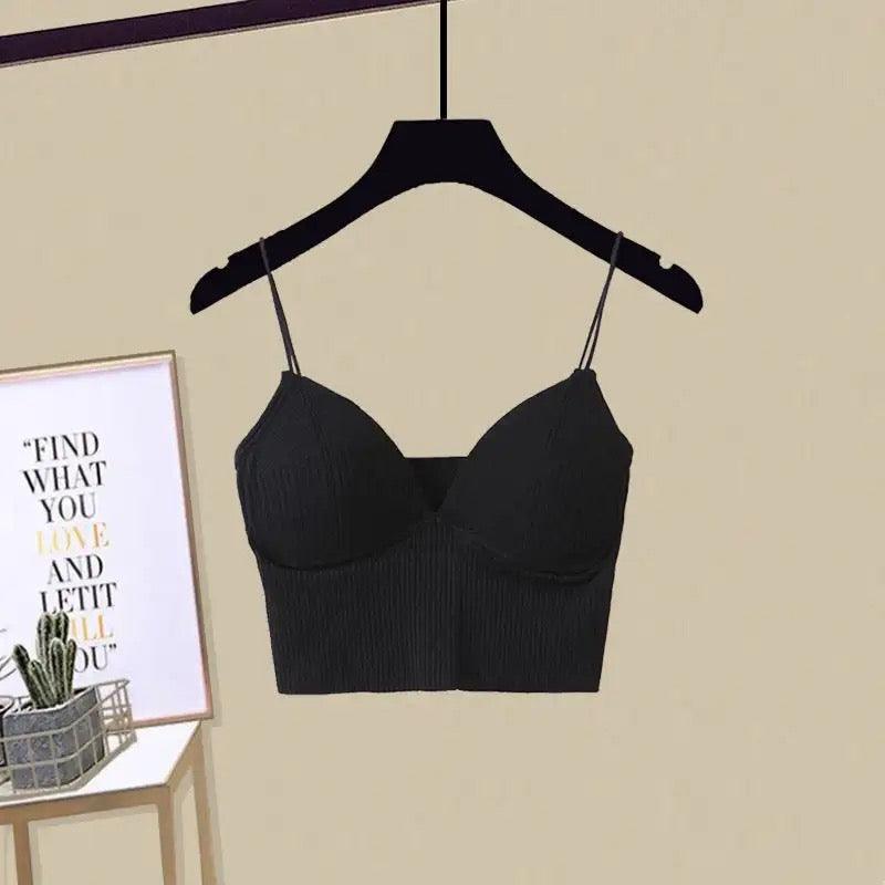 Jerry Tank Tops with Inbuilt Bra In Black