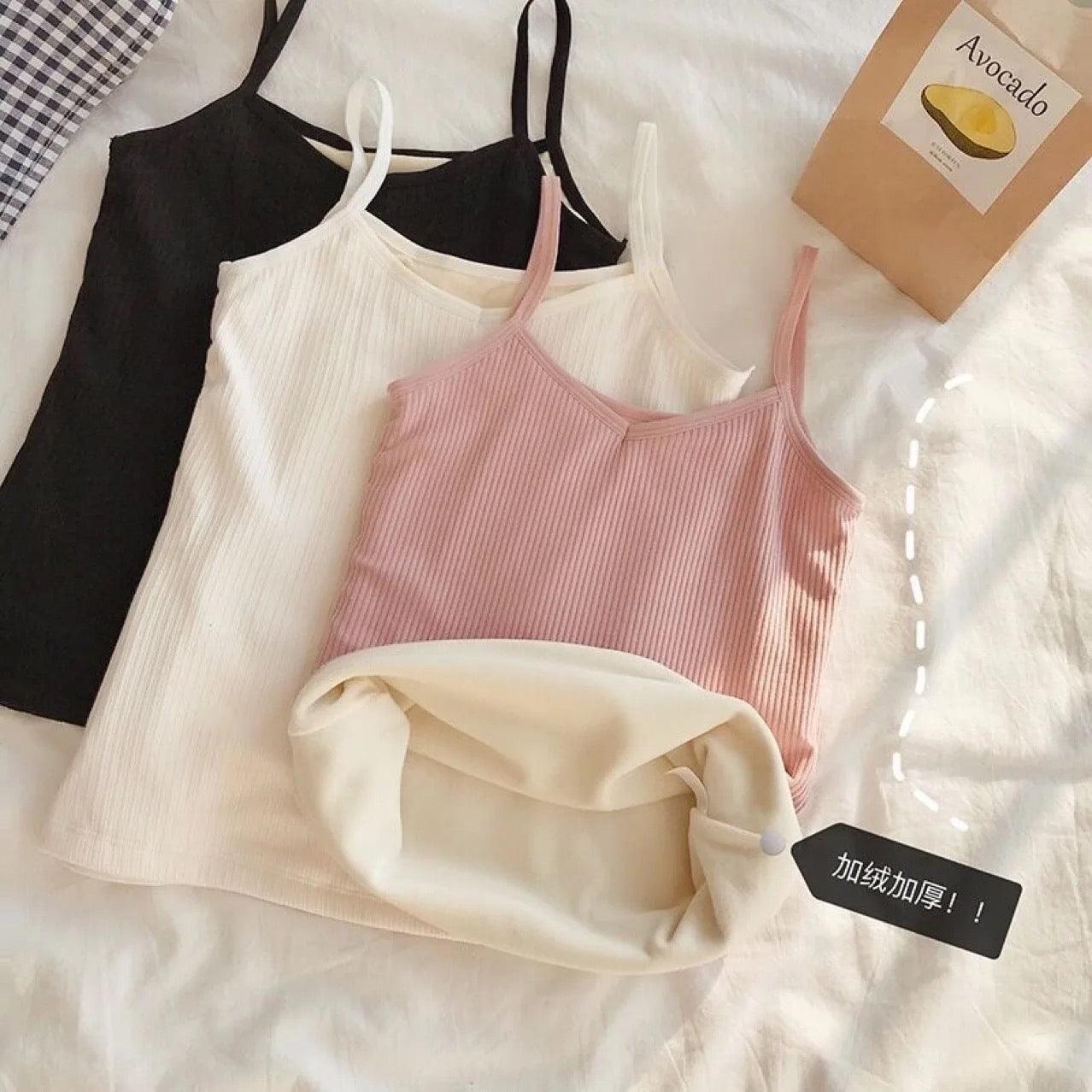 Saler Warm Tank Tops with Fleece Lining In Grey
