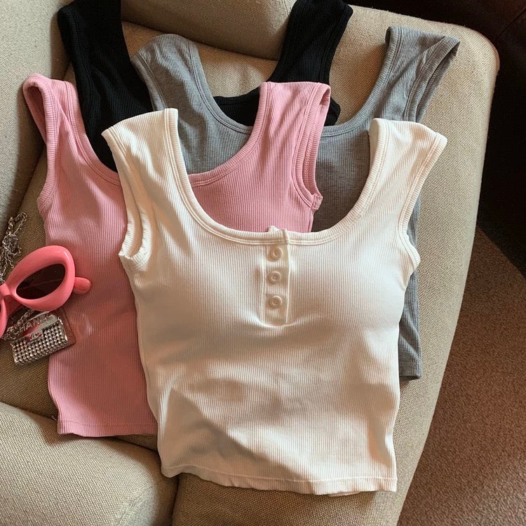 Maria Tank Tops with Inbuilt Bra In Grey