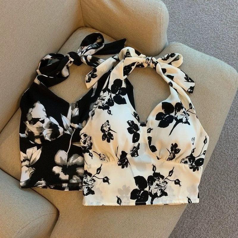 Roots Halterneck Summer Top In Black