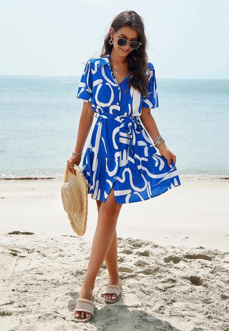 Bitsy Breezy Summer Dress in Blue