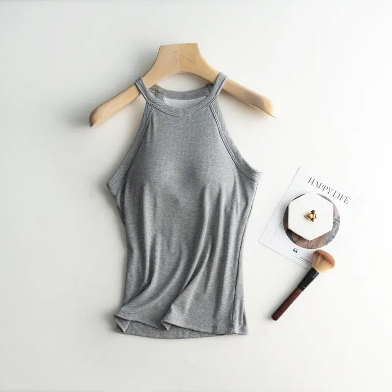 Dia Tank Tops with Inbuilt Bra In Grey