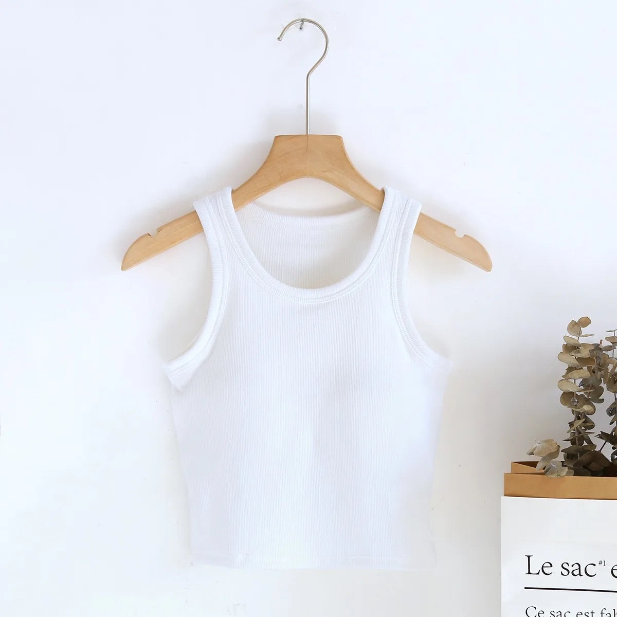 Luked Tank Tops with Inbuilt Bra In Blue