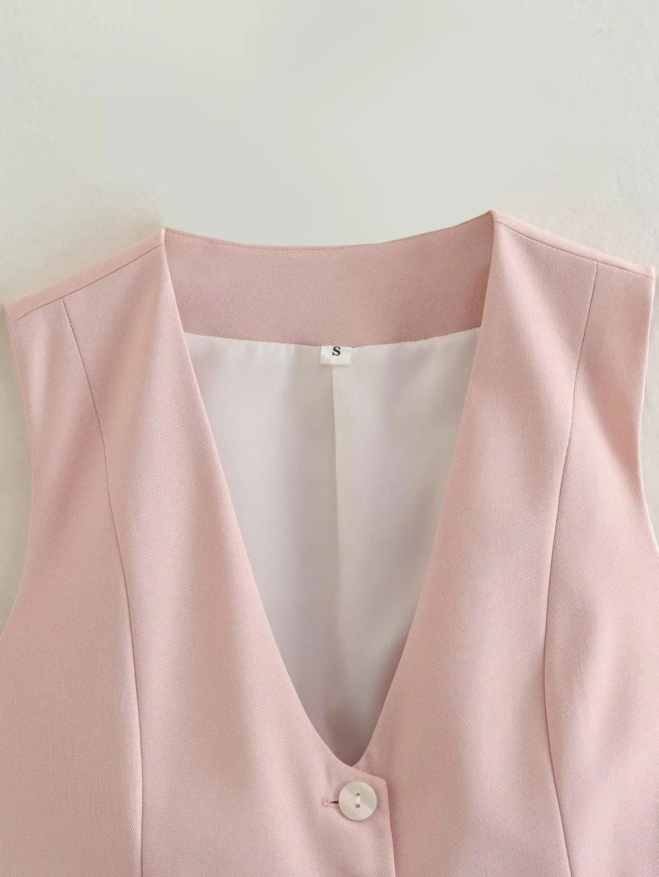 Helen Statement Vest Tops in Peach