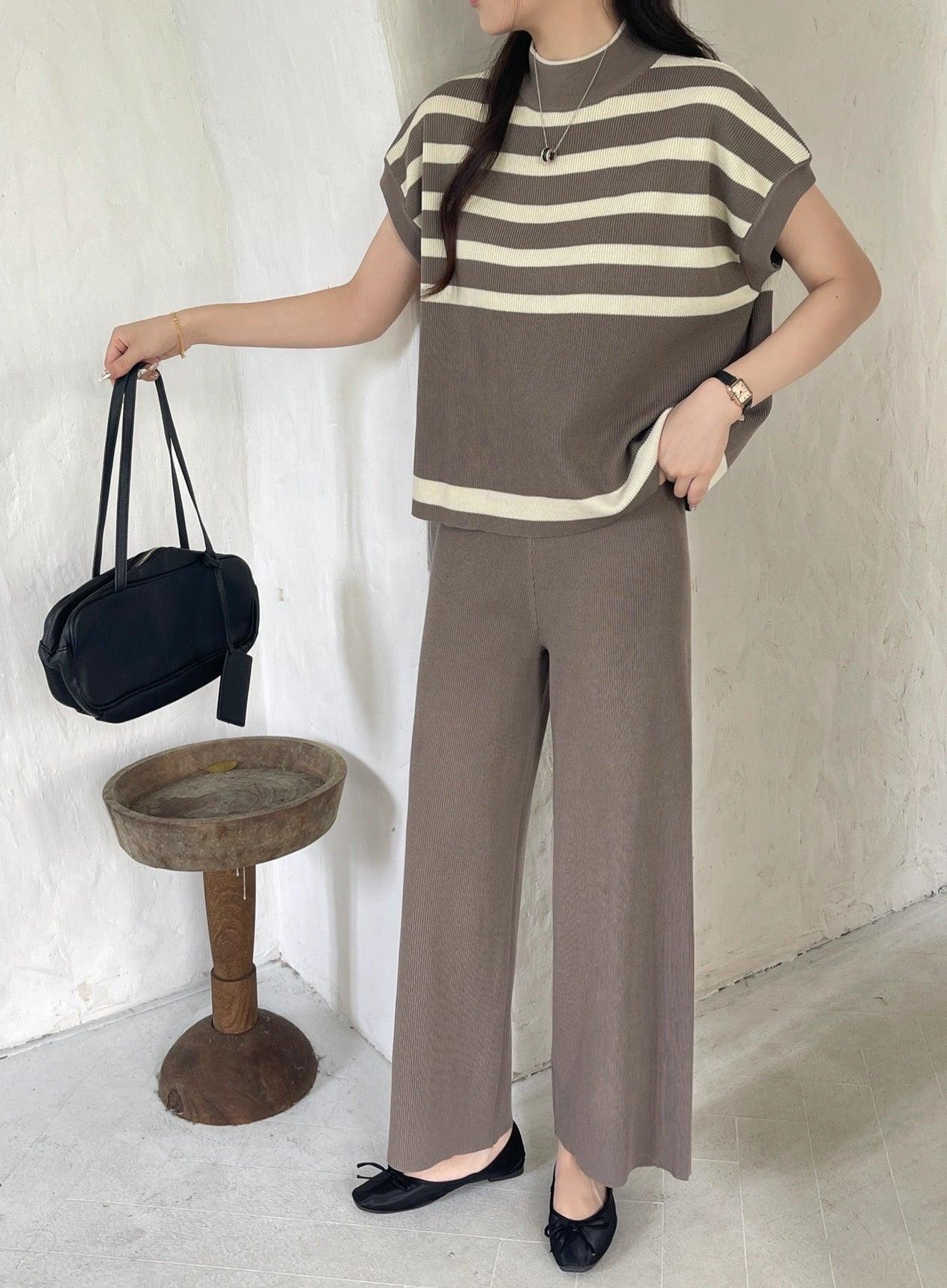 Matsel Ribbed Summer Co-ord Set In Brown