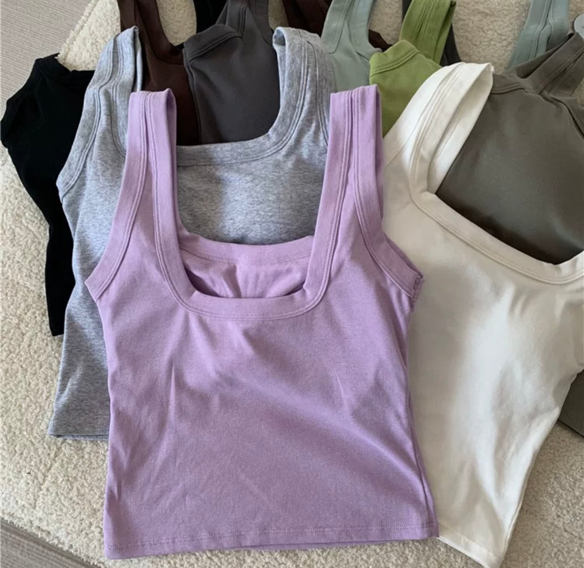 Jared Tank Tops with Inbuilt Bra In Grey