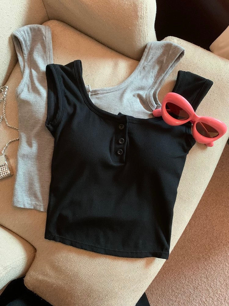 Maria Tank Tops with Inbuilt Bra In Grey