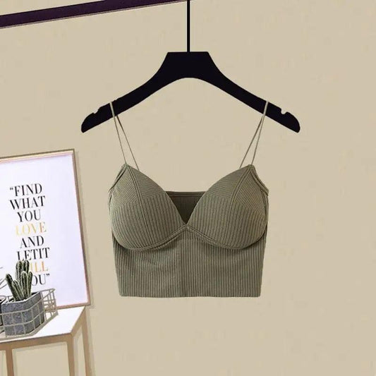 Jerry Tank Tops with Inbuilt Bra In Olive