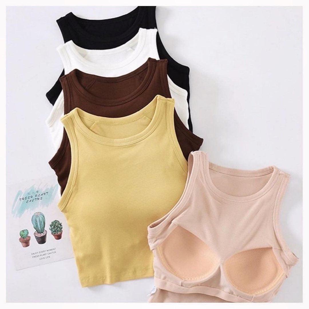 Nicole Tank Tops with Inbuilt Bra In White