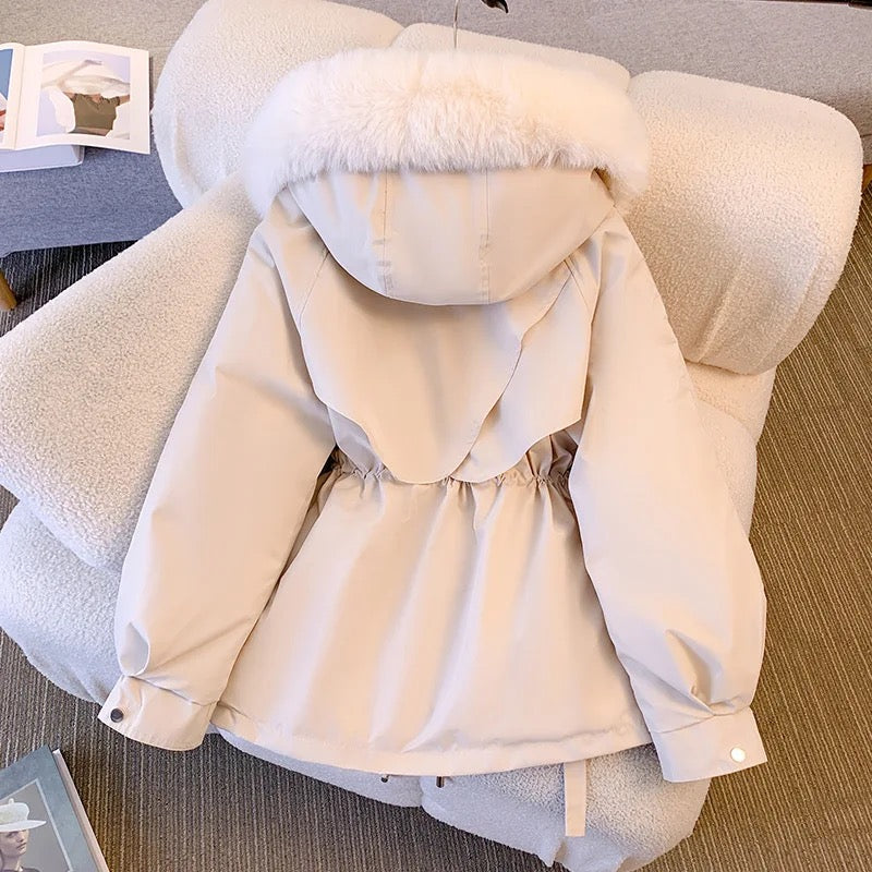 Margot Warm Fleece Lined Parka Jacket In Brown
