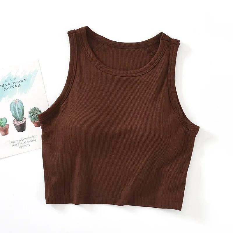 Nicole Tank Tops with Inbuilt Bra In Peach