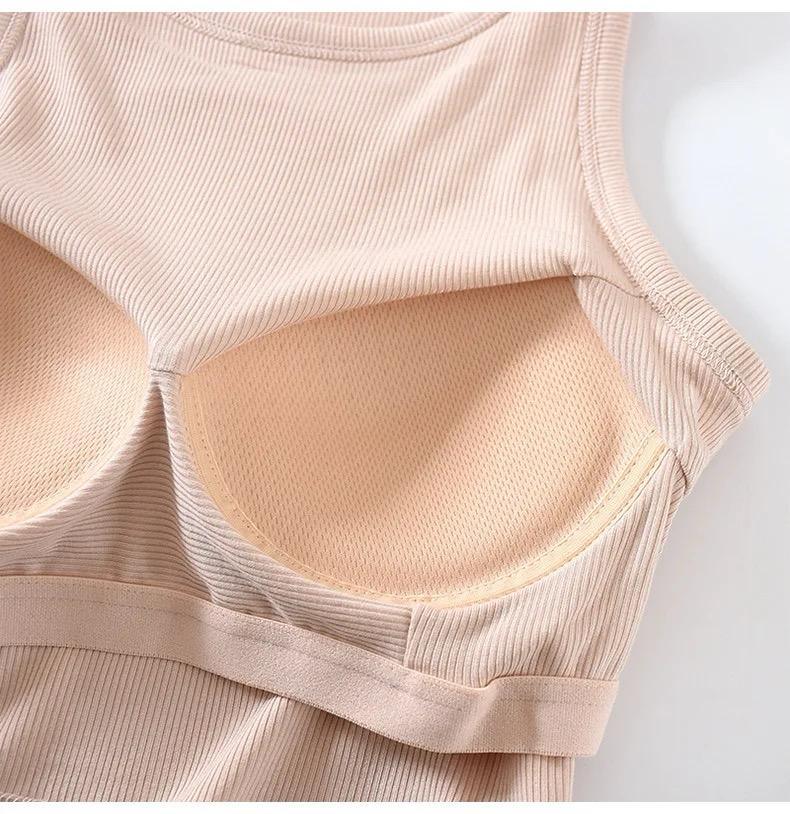 Nicole Tank Tops with Inbuilt Bra In Peach