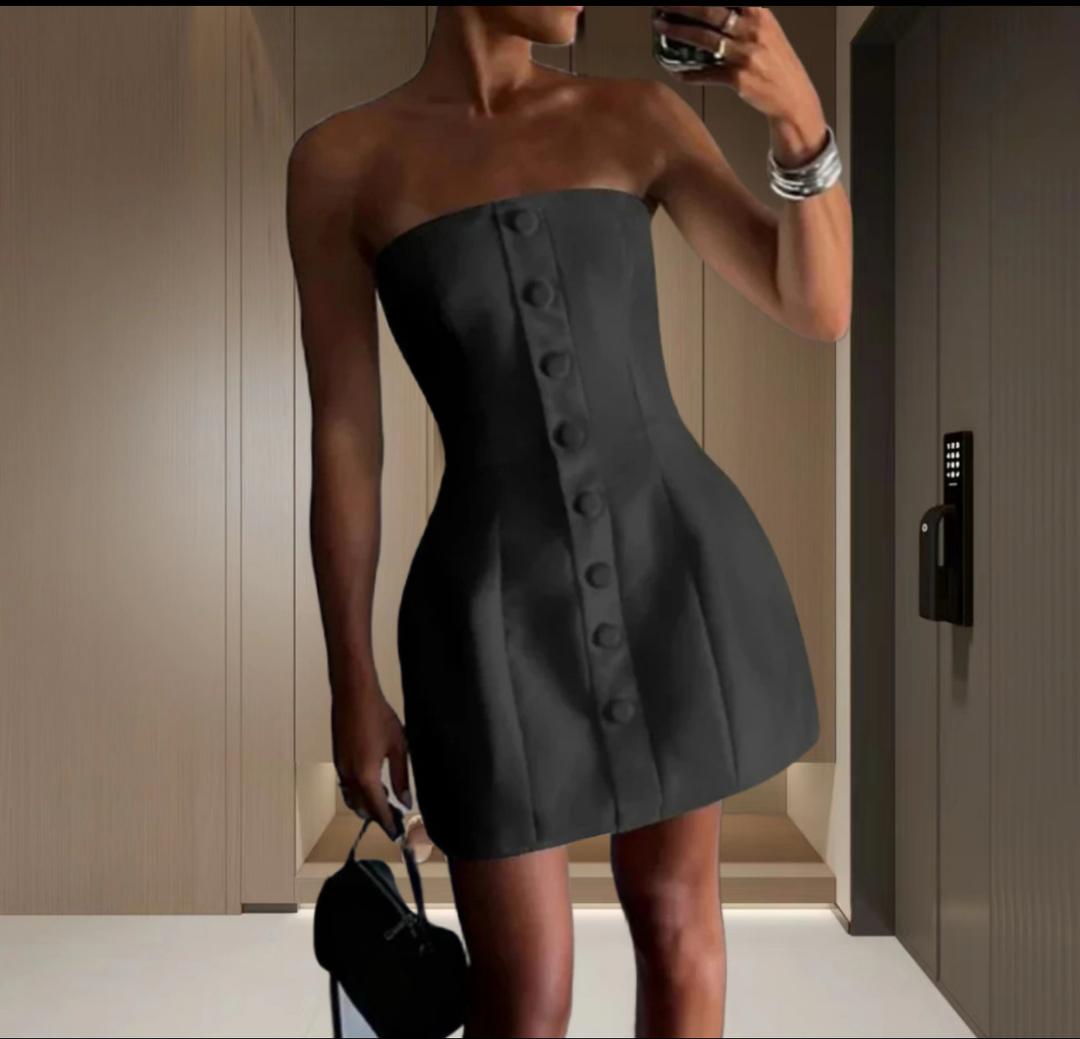 Lera Button Tube Mini Dress