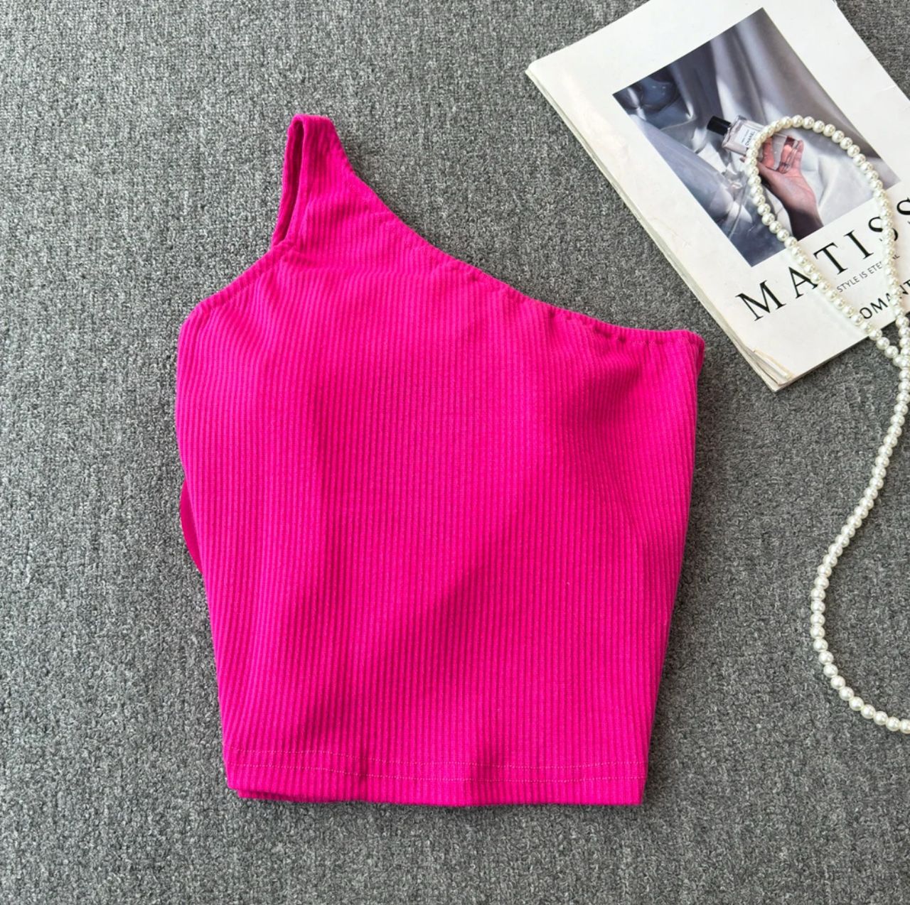 Saly Rosette Oneshoulder Top In Neon