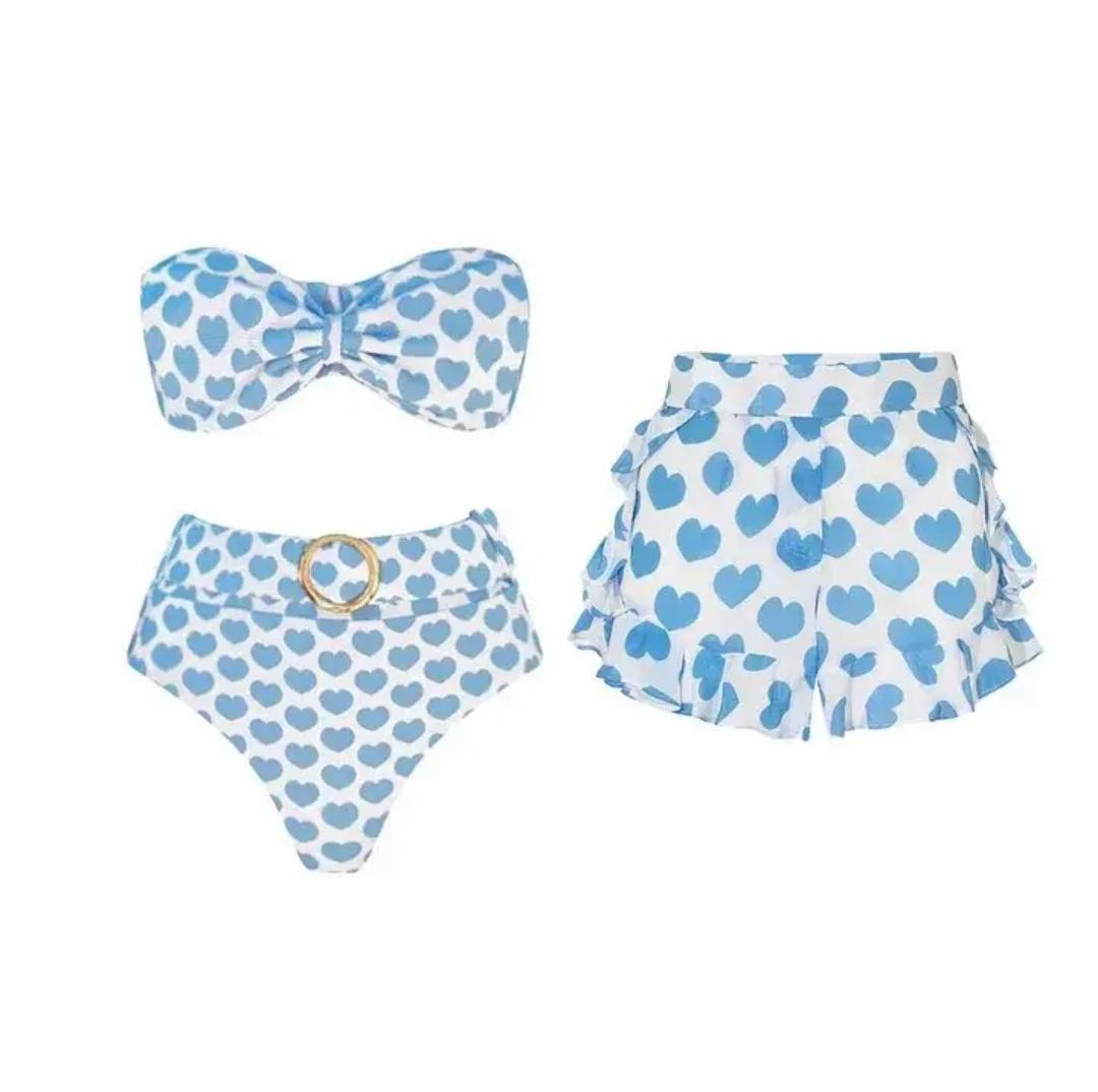 Siree Summer Bikini- Set Of 3 In Sky Blue