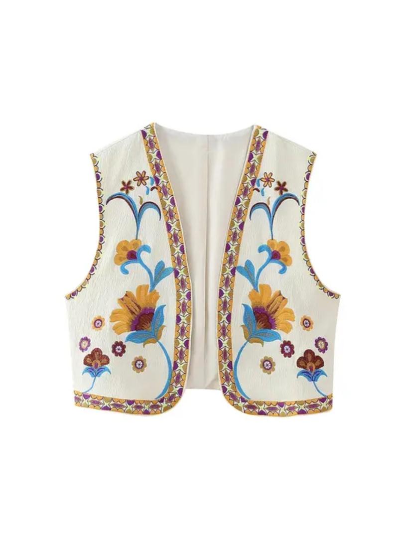 Mera Statement Vest Top In Beige