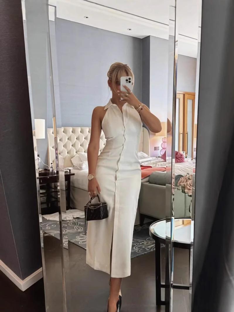 Semi Statement Summer Dress In White