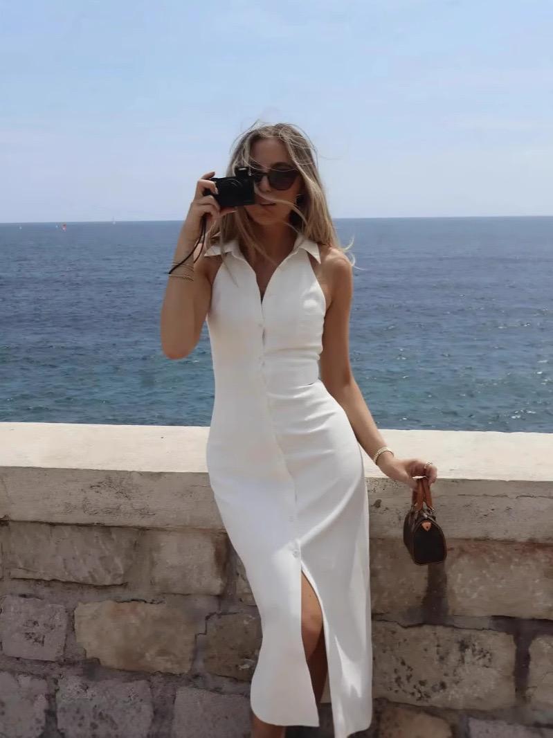 Semi Statement Summer Dress In White