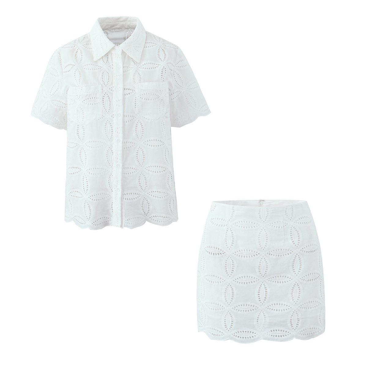 Karen Eyelet Summer Coord Set In White