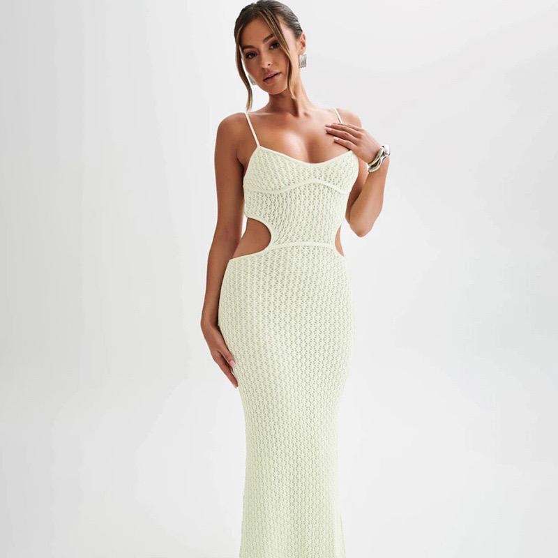 Livia Soft Knit Crochet Dress-Resortwear In Off White