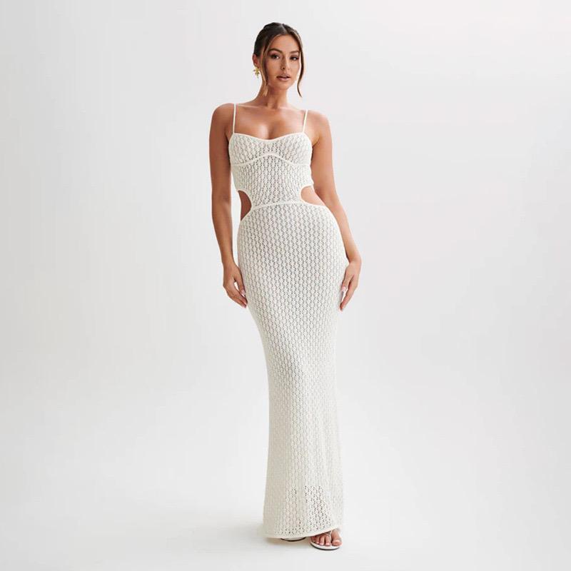 Livia Soft Knit Crochet Dress-Resortwear In Off White