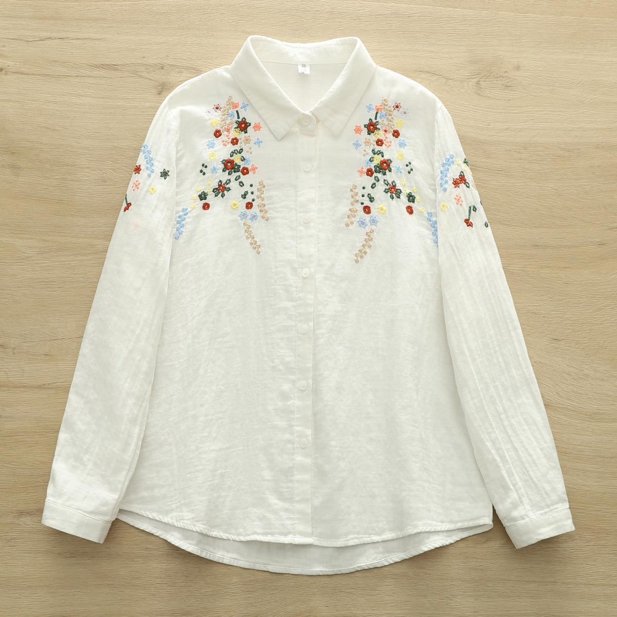 Faina Statement Cotton Shirt In White