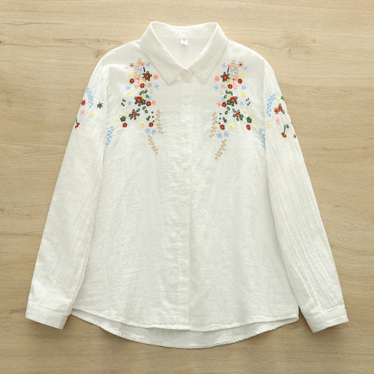 Faina Statement Cotton Shirt In White