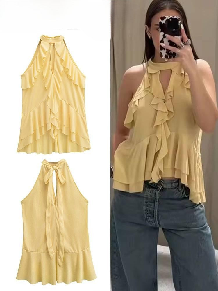 Hena Ruffled Summer Top In Yellow