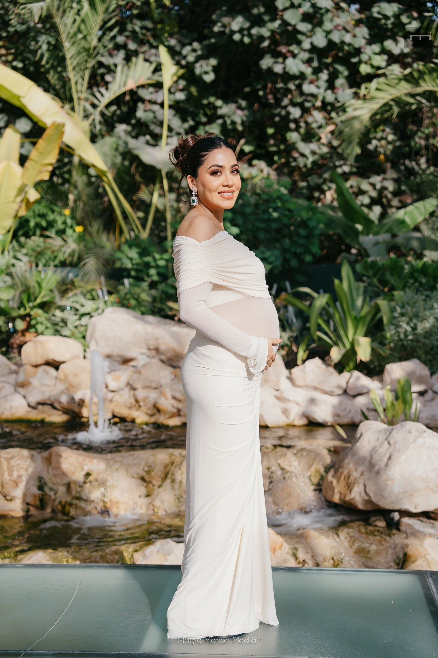 Saya Luxe Bodycon Maxi Dress in Off White