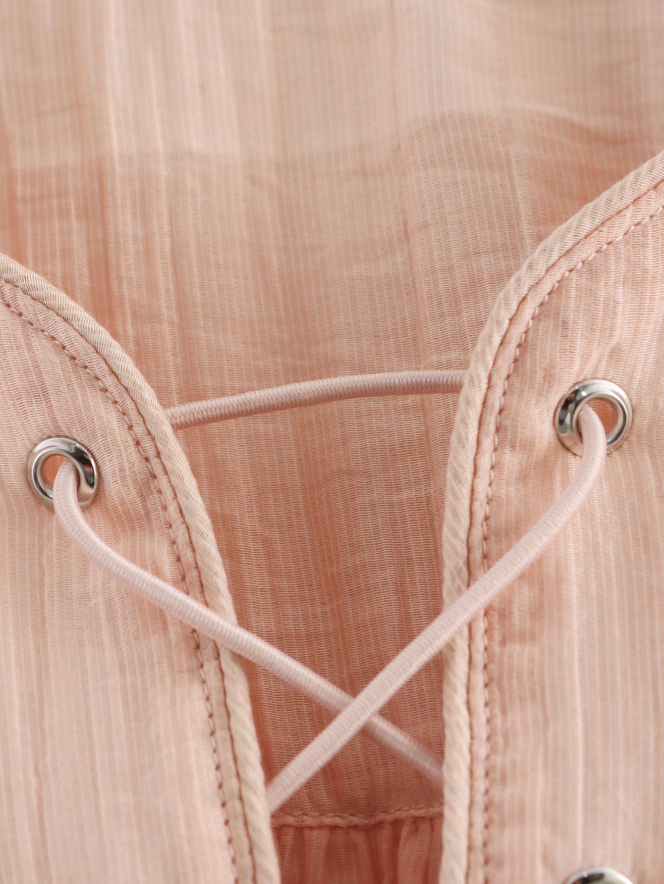 Elara Lace-Up Oversized Summer Top In Peach