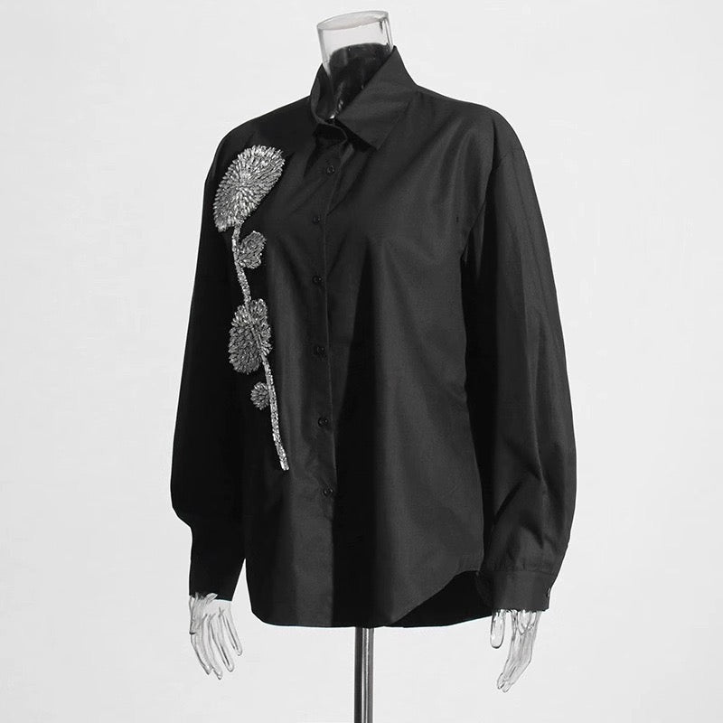 Bjorn Embellished Oversized Shirt In Black
