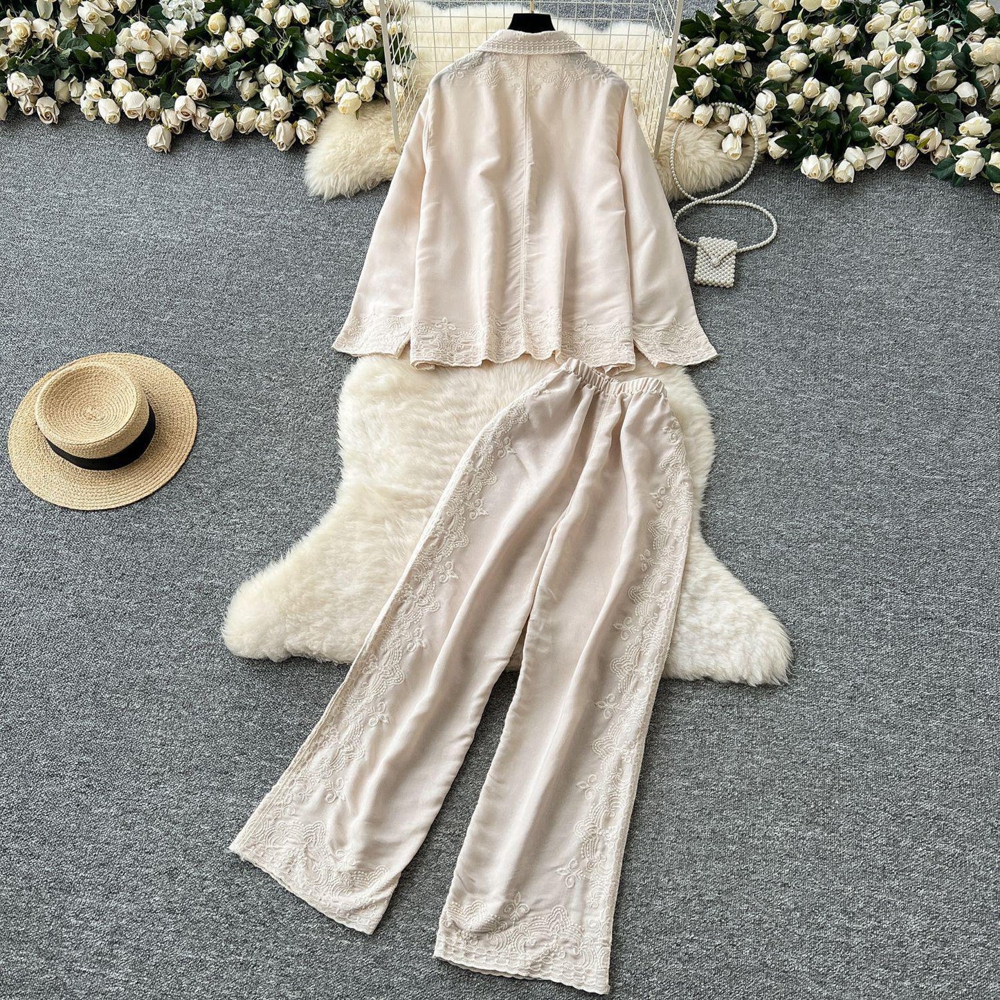 Berry Statement Summer Coord Set In Beige