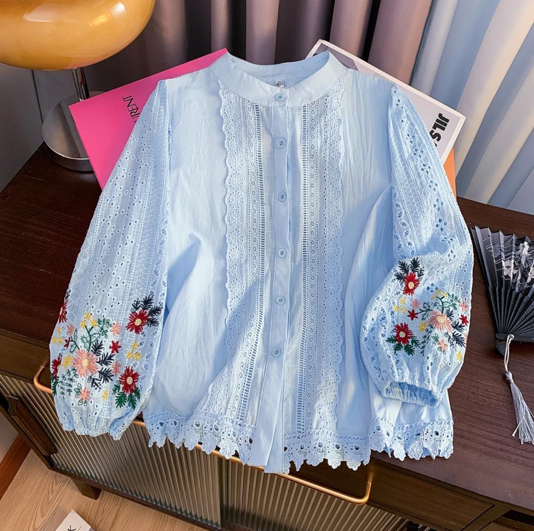 Nera Statement Summer Top In Blue