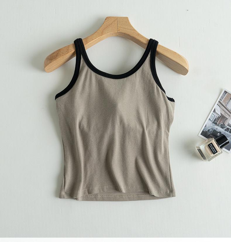 Bagatelle Tank Tops with Inbuilt Bra In Beige