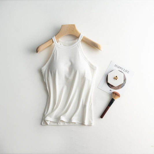 Dia Tank Tops with Inbuilt Bra In White