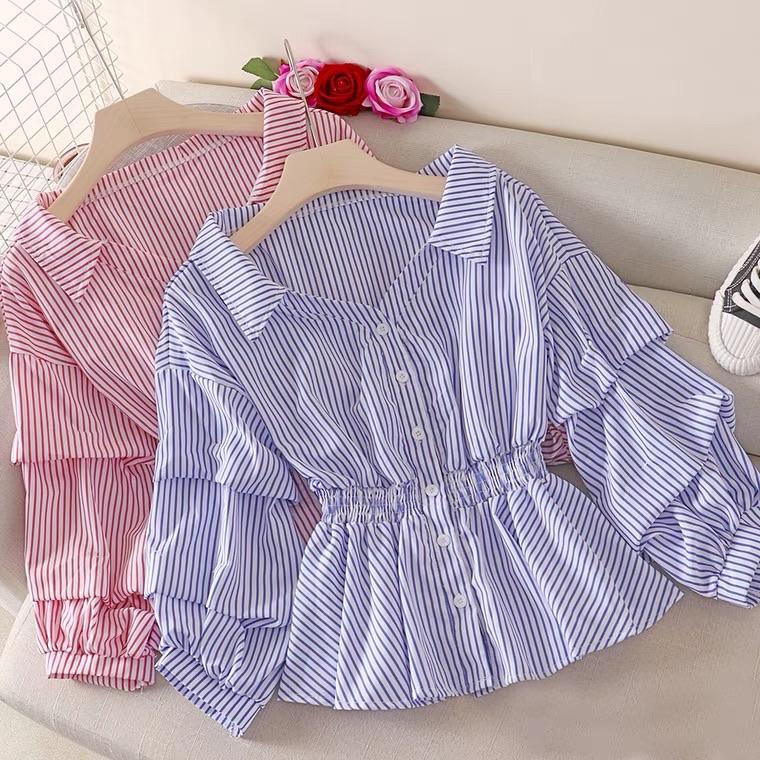 Donna Striped Blouse In Blue