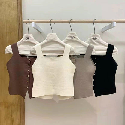 Kello Casual Summer Tank Top In Beige