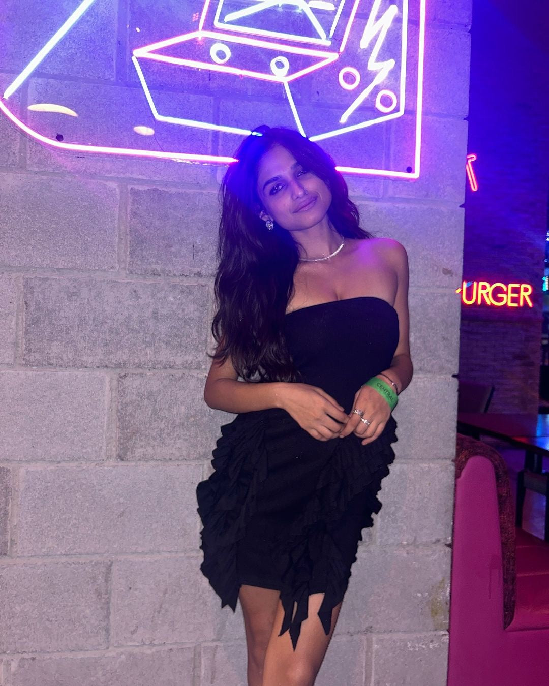Vairo Offshoulder Ruffled Dress in Black