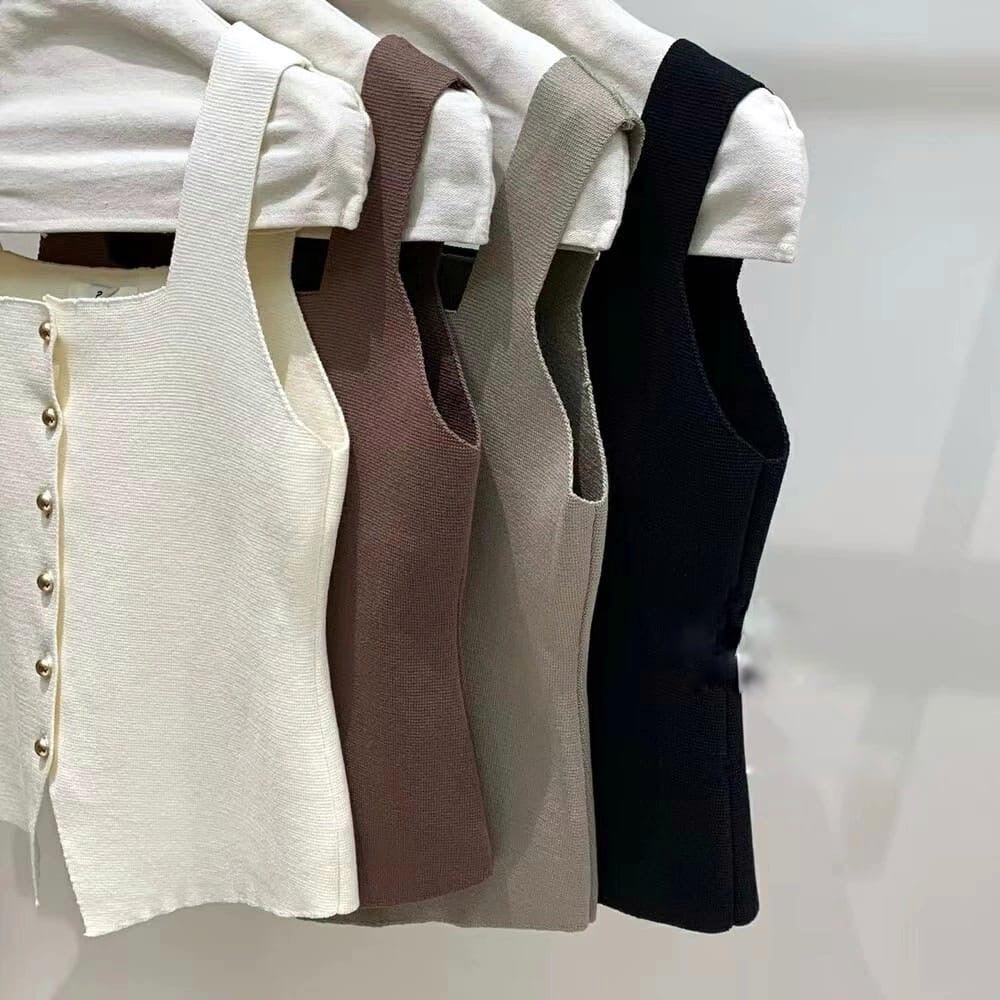 Kello Casual Summer Tank Top In Beige