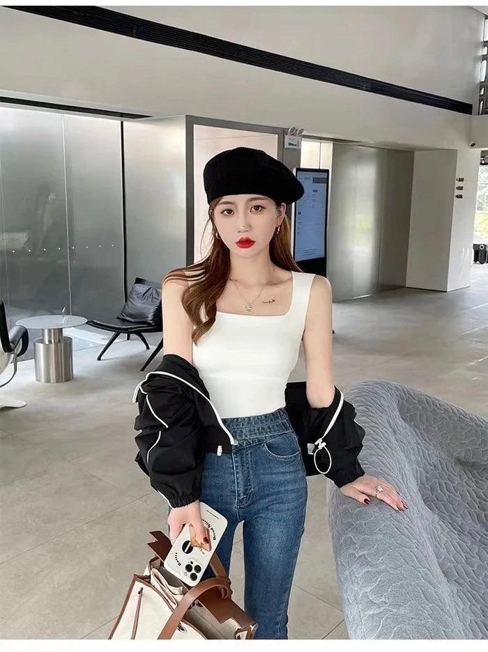 Nino Tank Tops with Inbuilt Bra in Black