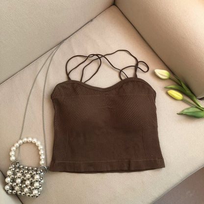 Leddo Tank Tops with Inbuilt Bra In Brown