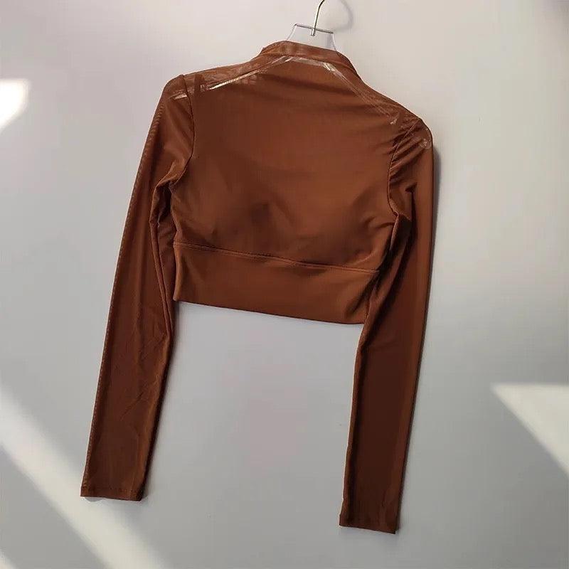 Terra Seamless Top with Inbuilt Bra In Brown