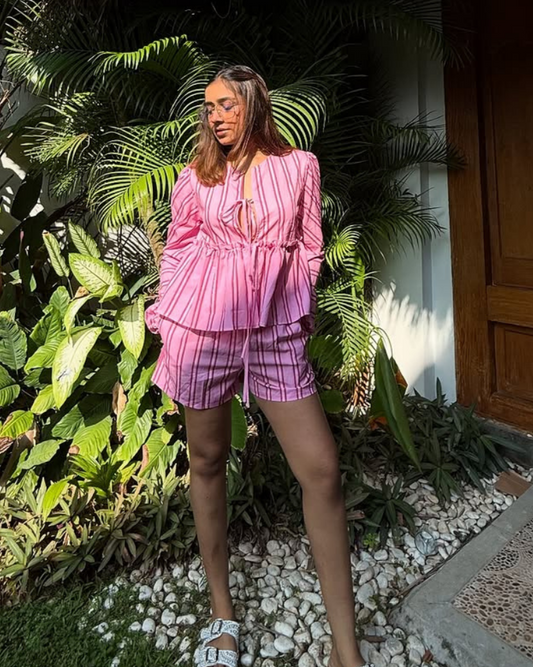 Lumina Striped Summer Coord In Pink