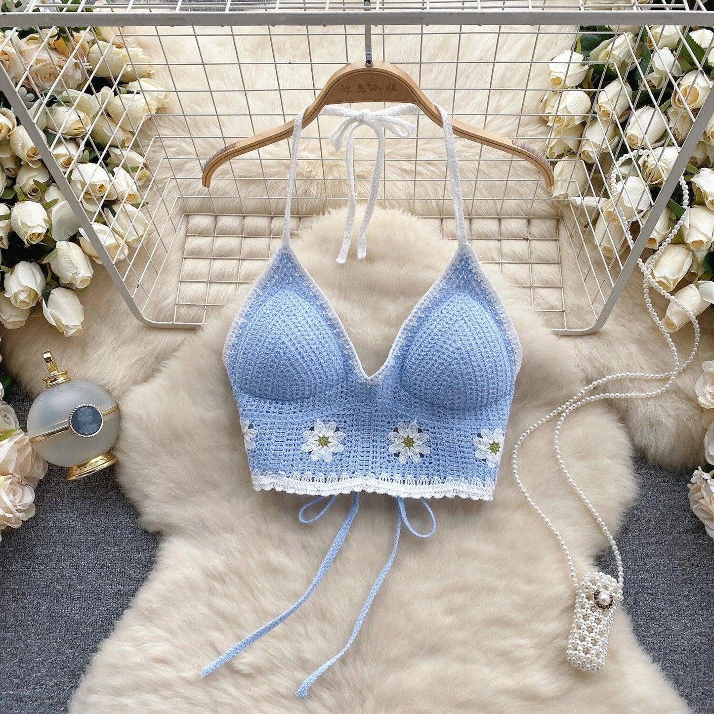 Prerto Summer Tops with Inbuilt Bra In Blue