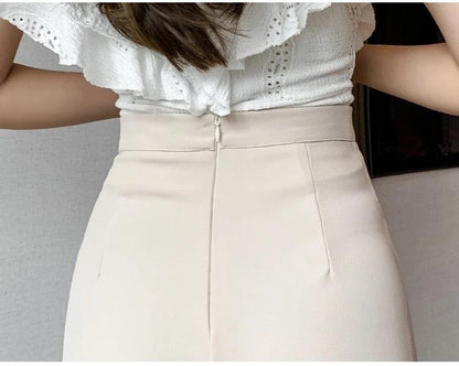 Meraki Wide Leg High Waist Pants In Beige